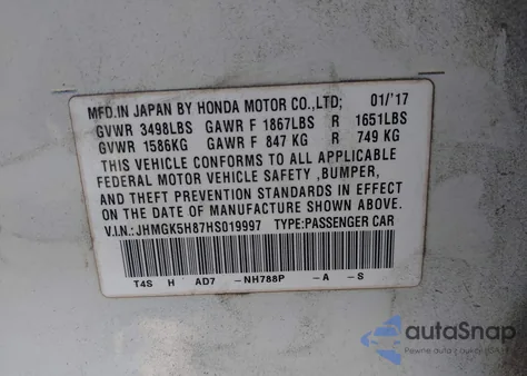 2017 Honda Fit Ex-L из США, поврежденный, VIN JHMGK5H87HS019997